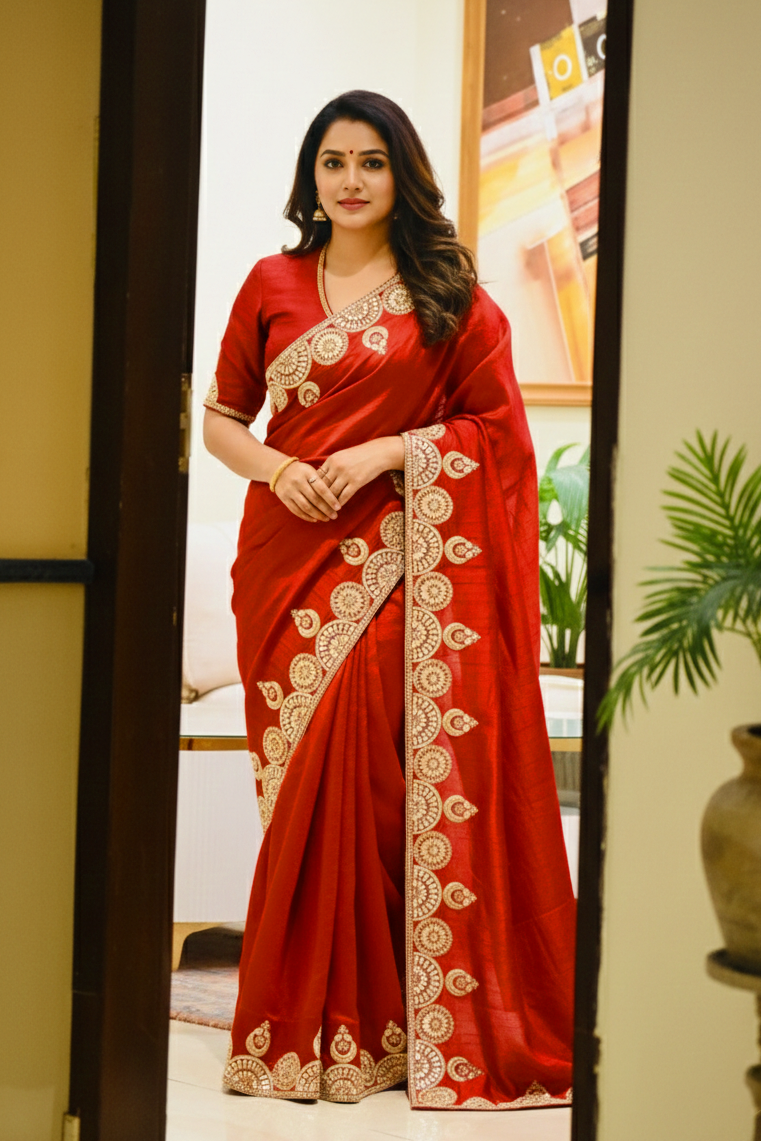 Embroidered Gota Saree