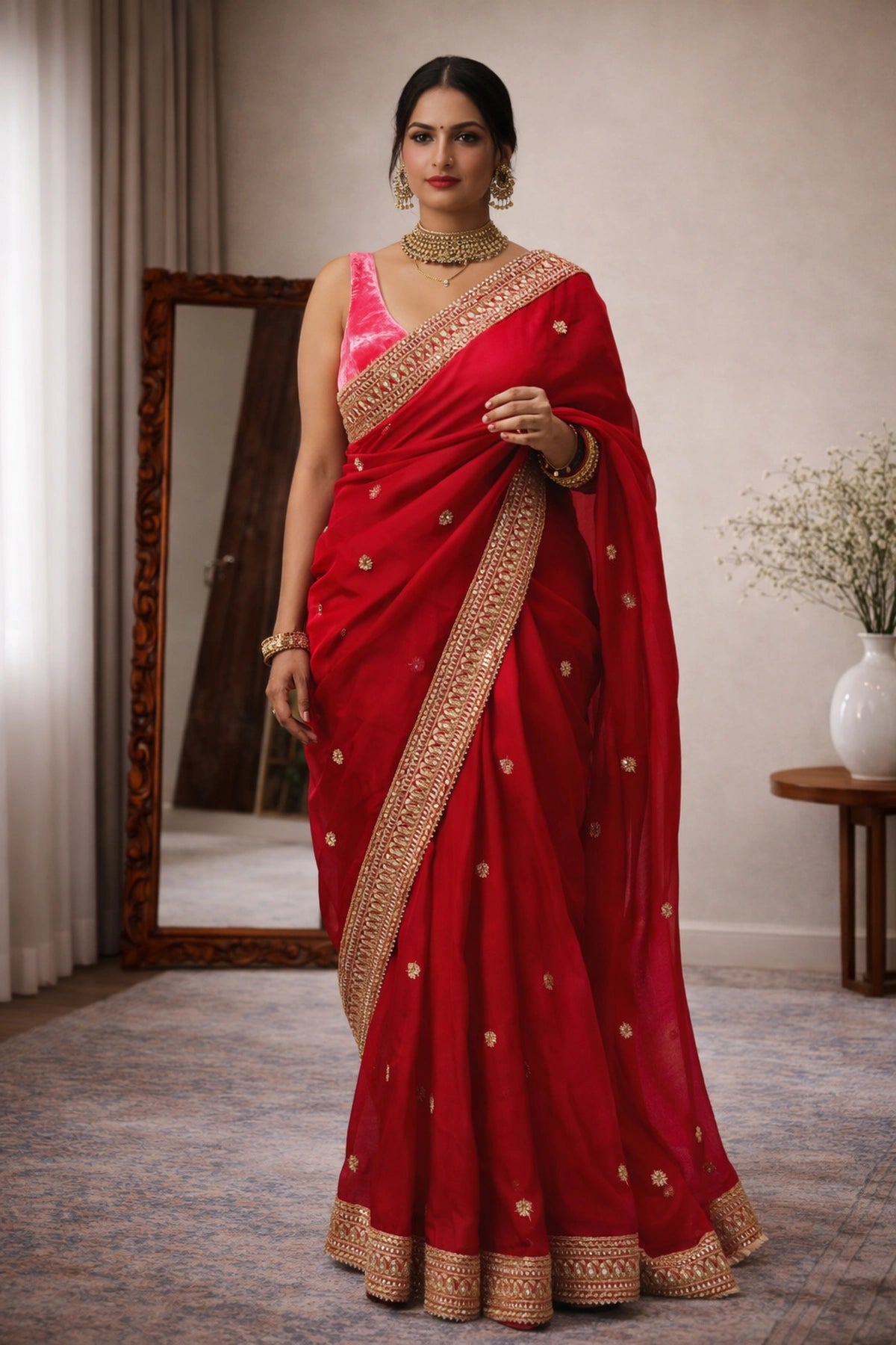 Zari Embroidered Saree