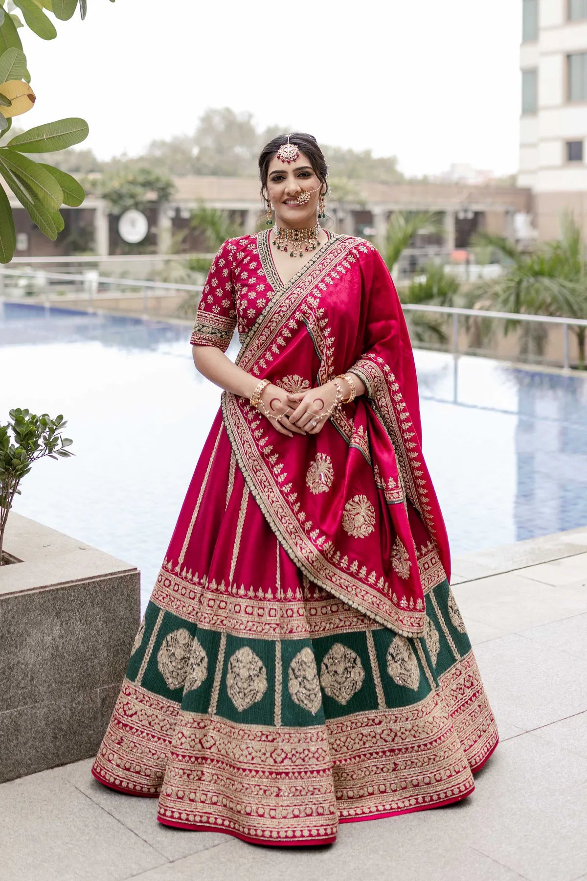 Premium Green Applique Lehenga