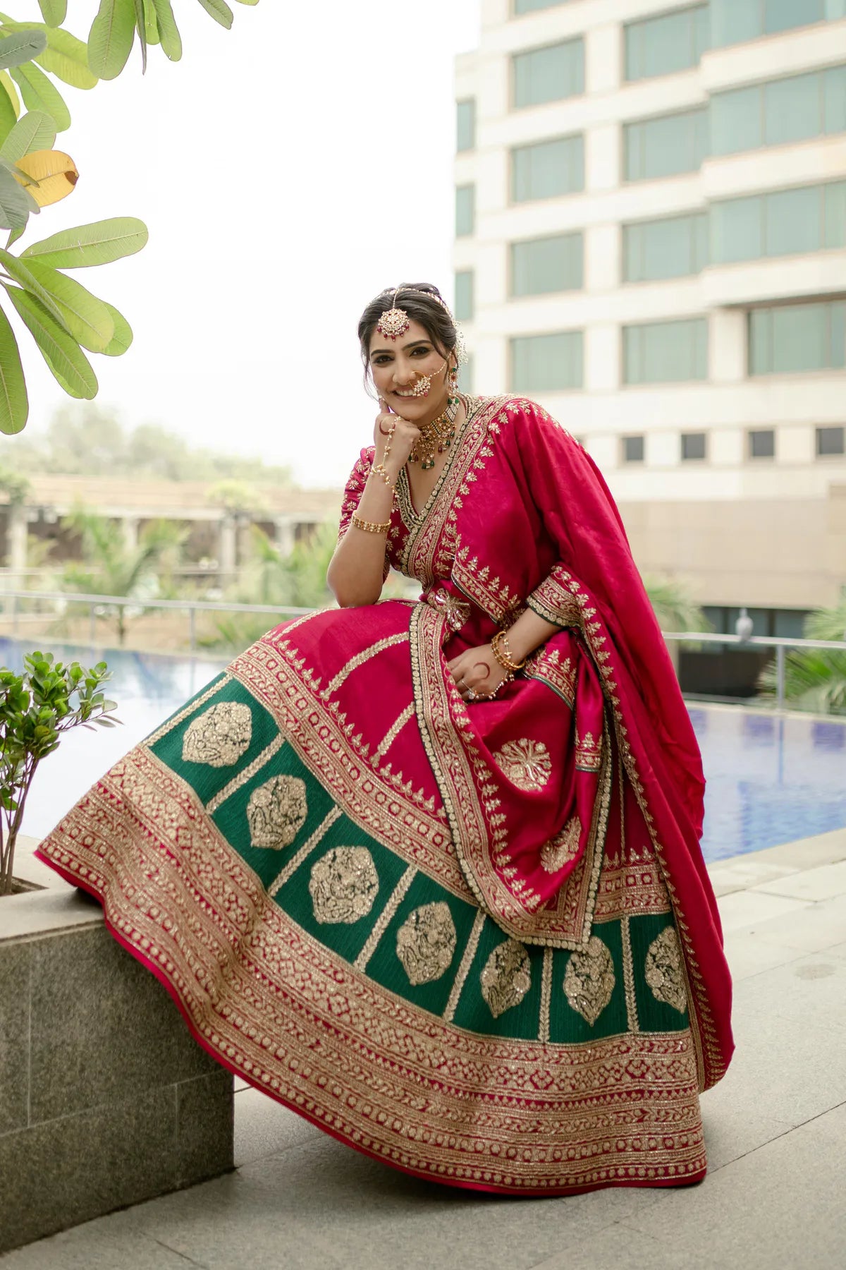 Premium Green Applique Lehenga