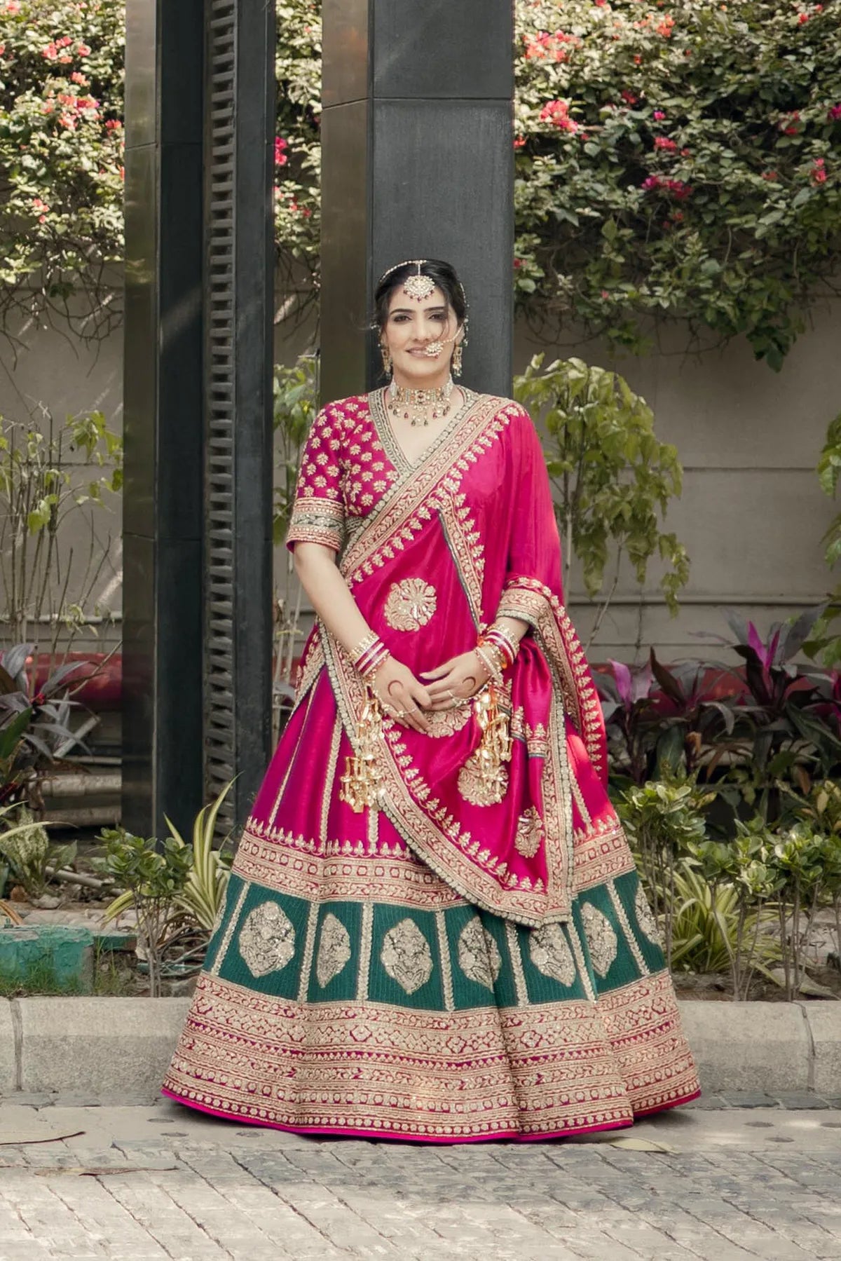 Premium Green Applique Lehenga