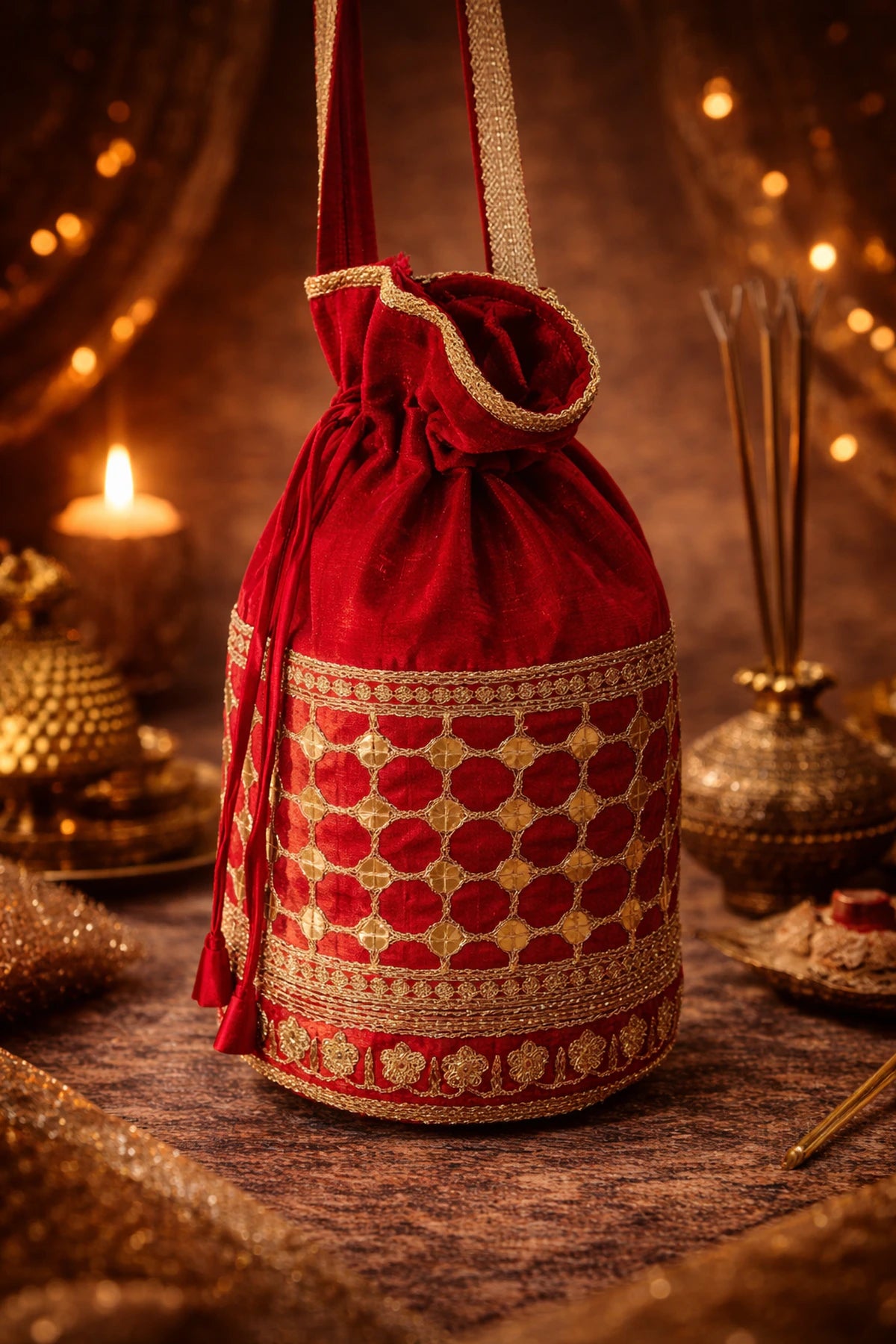 Embroidered Red Potali