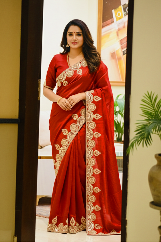 Embroidered Gota Saree
